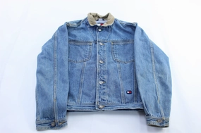 Lightweight Design Perforated Details Youth Tommy Hilfiger Embroidered Logo Denim Jacket