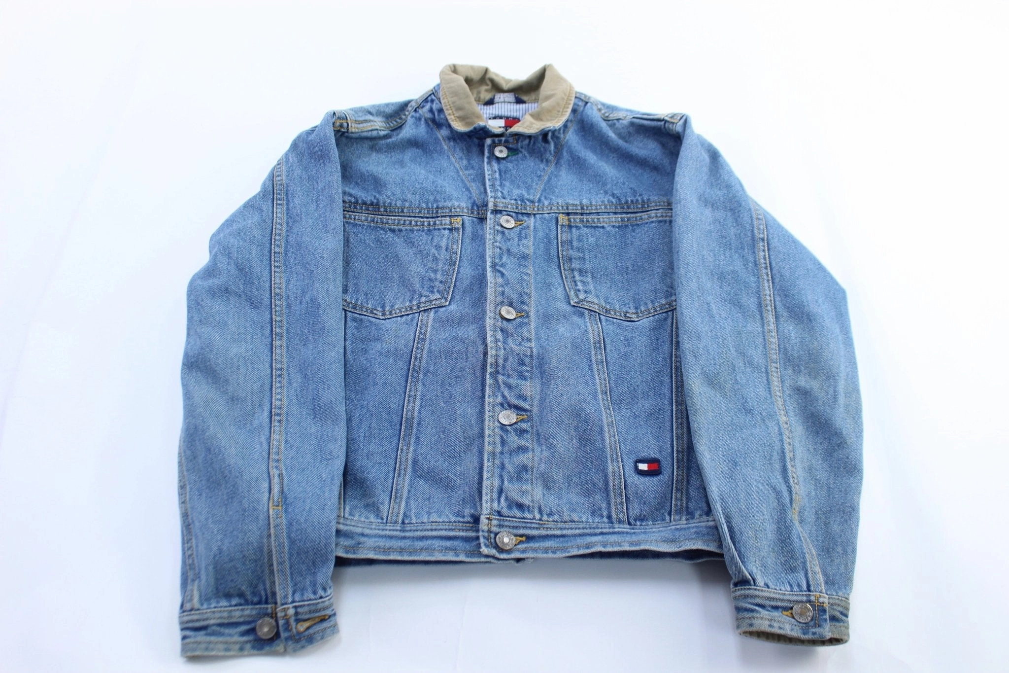 Lightweight Design Perforated Details Youth Tommy Hilfiger Embroidered Logo Denim Jacket