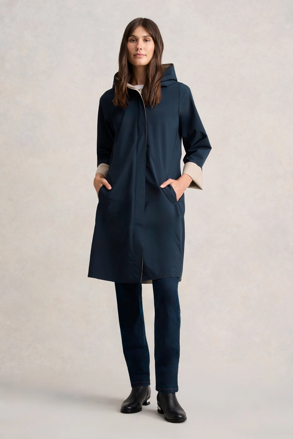 Logo Free Style Reversible Raincoat - Ink & Stone