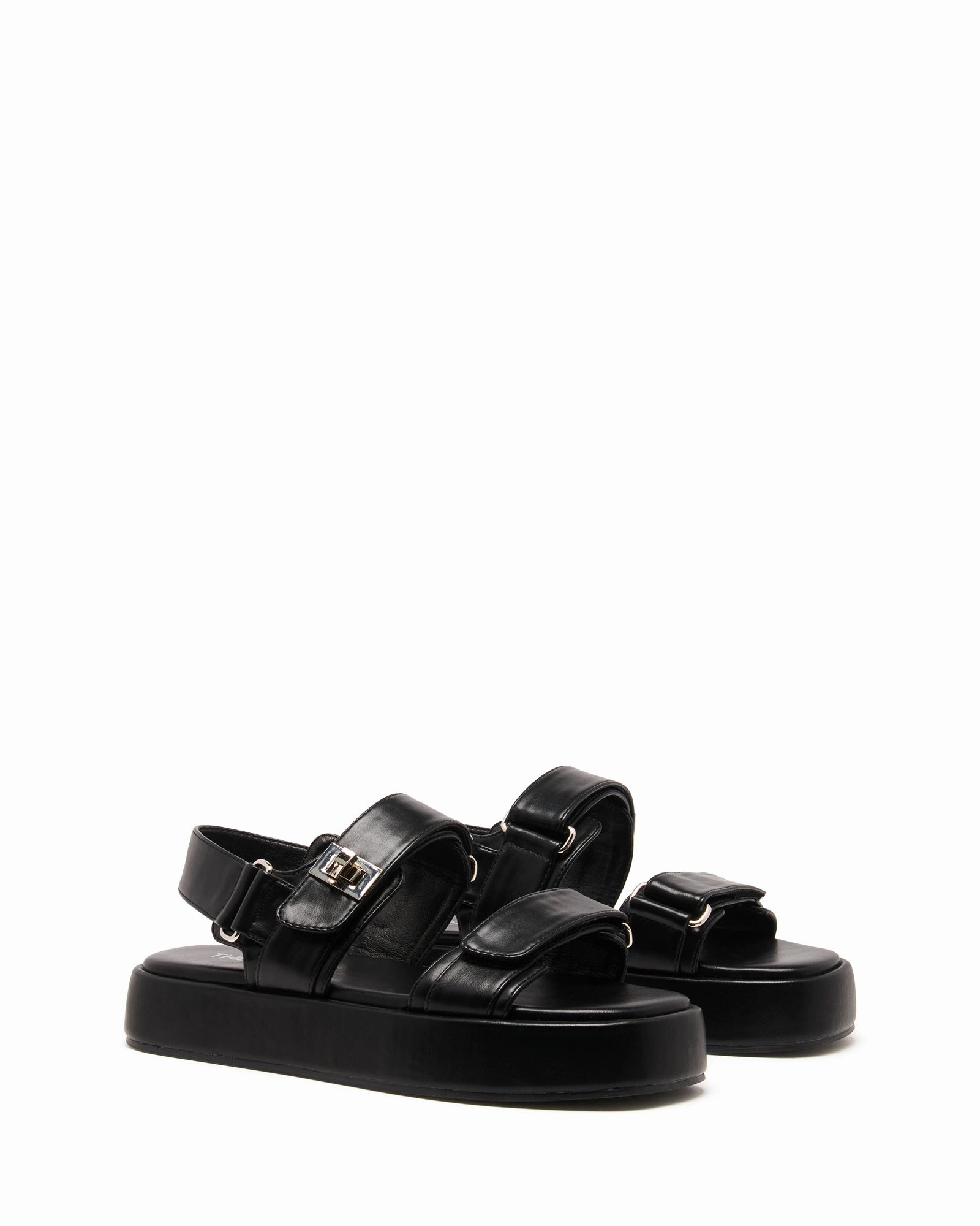 Revive Flatform Sandal Black Smooth Chic Walk Neon Glow