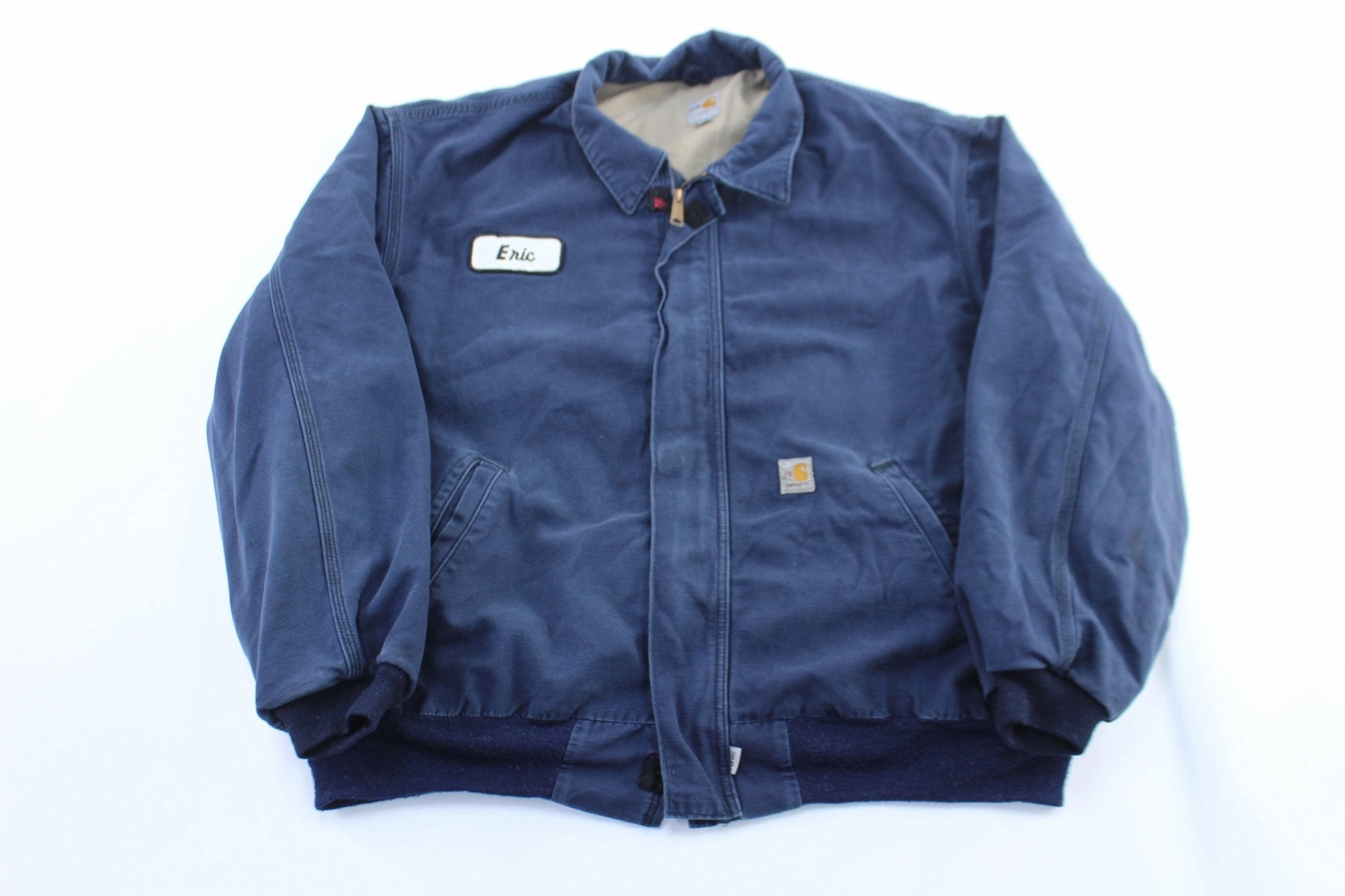 Carhartt Logo Patch Blue Flame Resistant Zip Up Jacket water - resistant