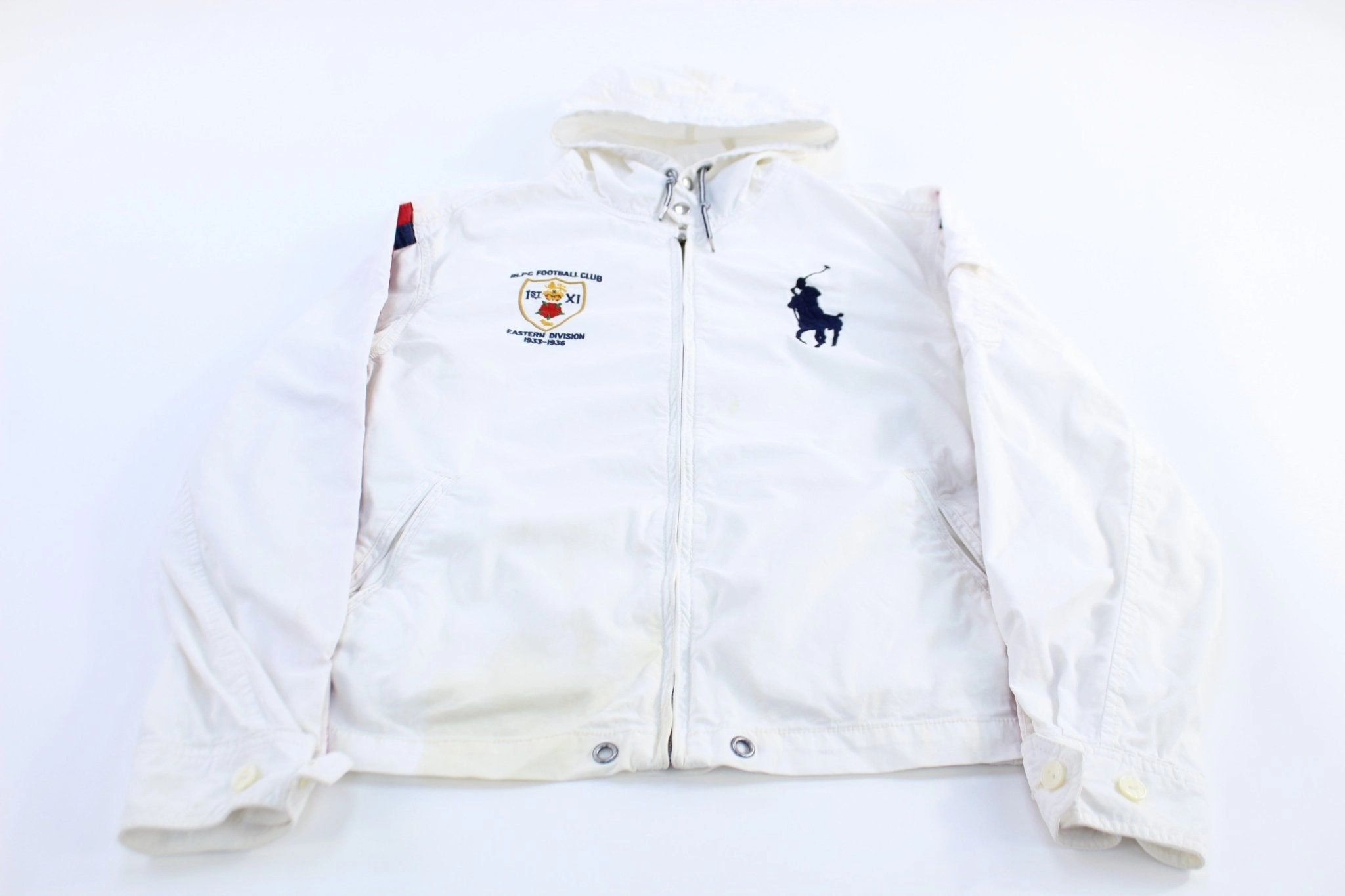 Weatherproof Gear Polo by Ralph Lauren Embroidered Football Club White Zip Up Jacket
