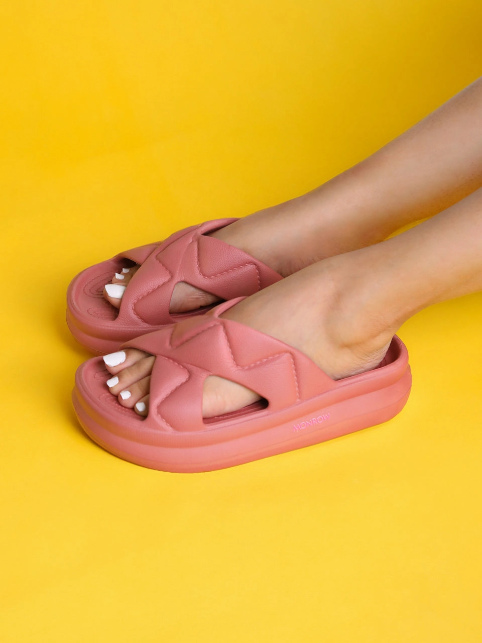 Ruby Pink Slip-On Sliders Smart Pumps Embellished