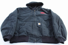 Carhartt Logo Patch University of Arkansas Black Hooded Jacket Long Sleeve City