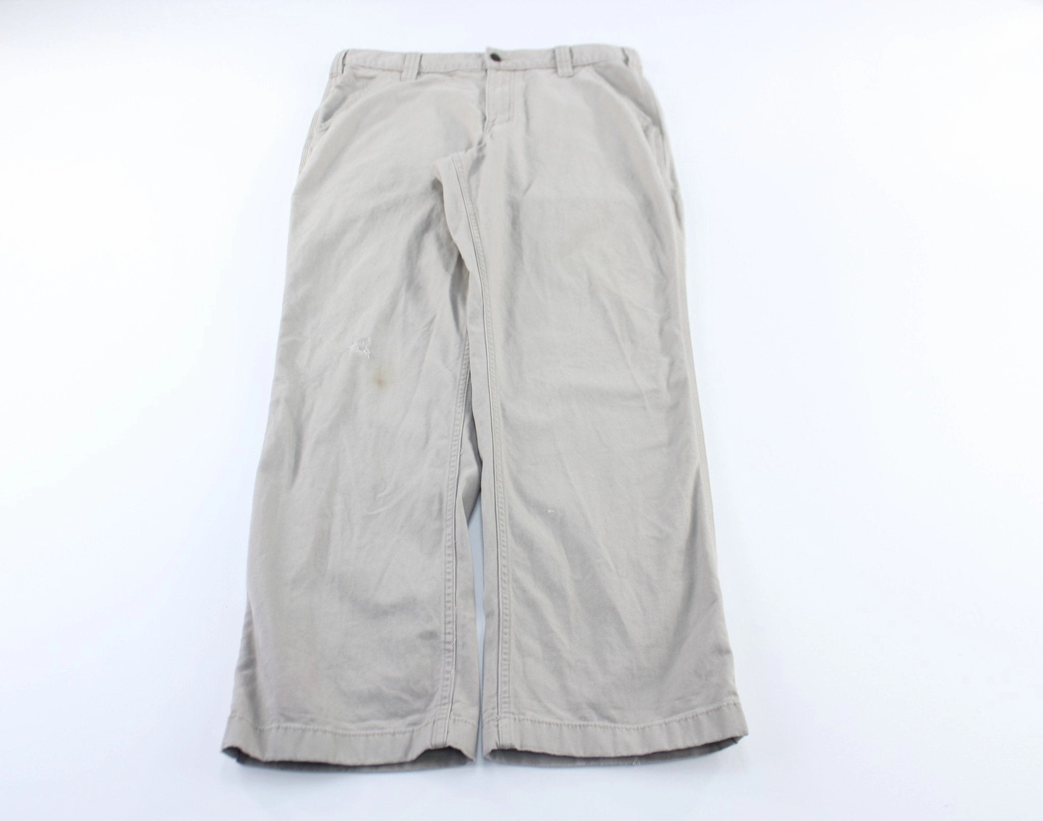 Carhartt Logo Patch Beige Pants Water Resistant Finish