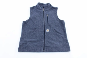 Women's Carhartt Logo Patch Blue Fleece Zip Up Vest Finance