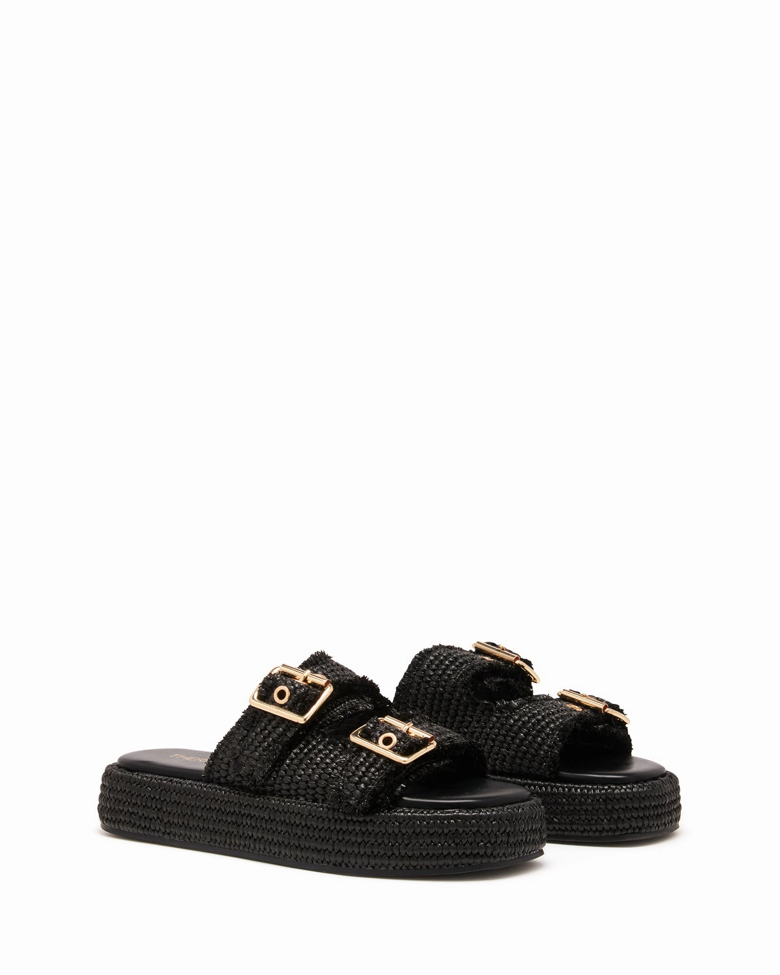 Sandal Accessories Canvas Rustic Flatform Sandal Black Raffia
