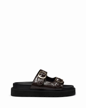 Venom Chocolate Patent Croc Strap Design