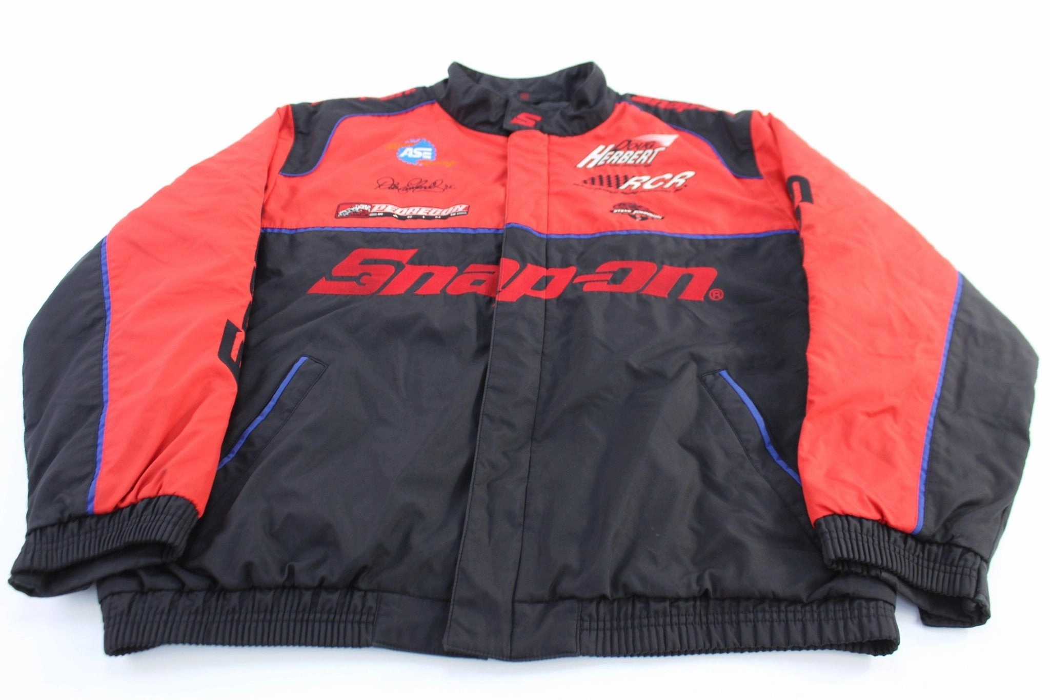 office workers Sanp-On Embroidered Red & Black Racing Zip Up Jacket