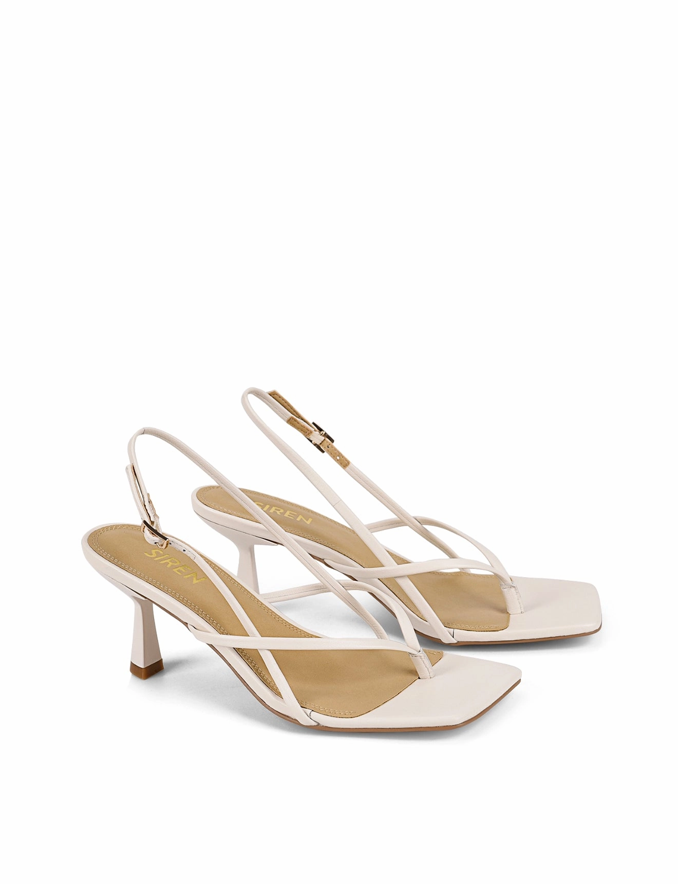 Black Chic Santorini Strappy Thong Sandal - Chalk White Leather