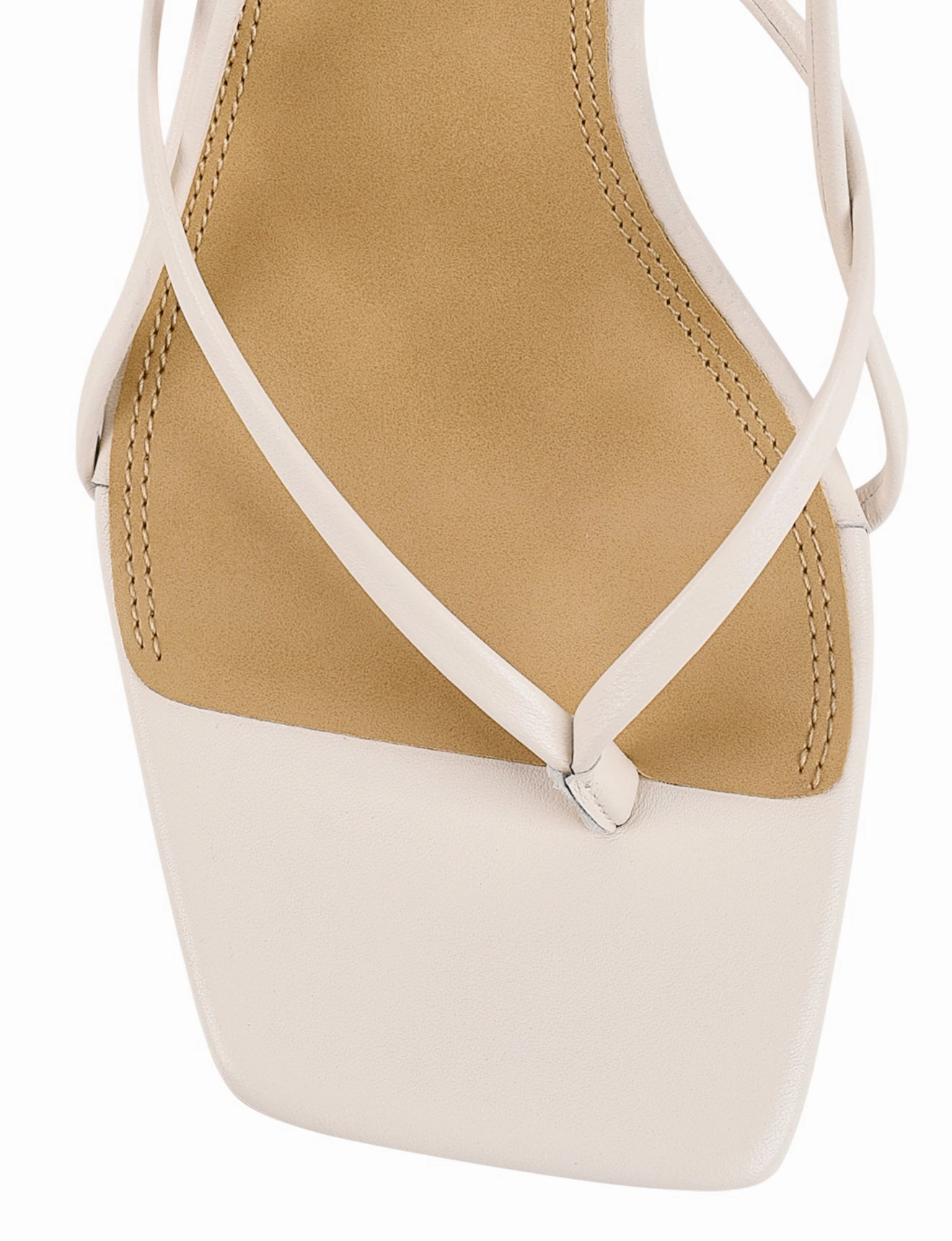 Wide Fit Baseplate Santorini Strappy Thong Sandal - Chalk White Leather