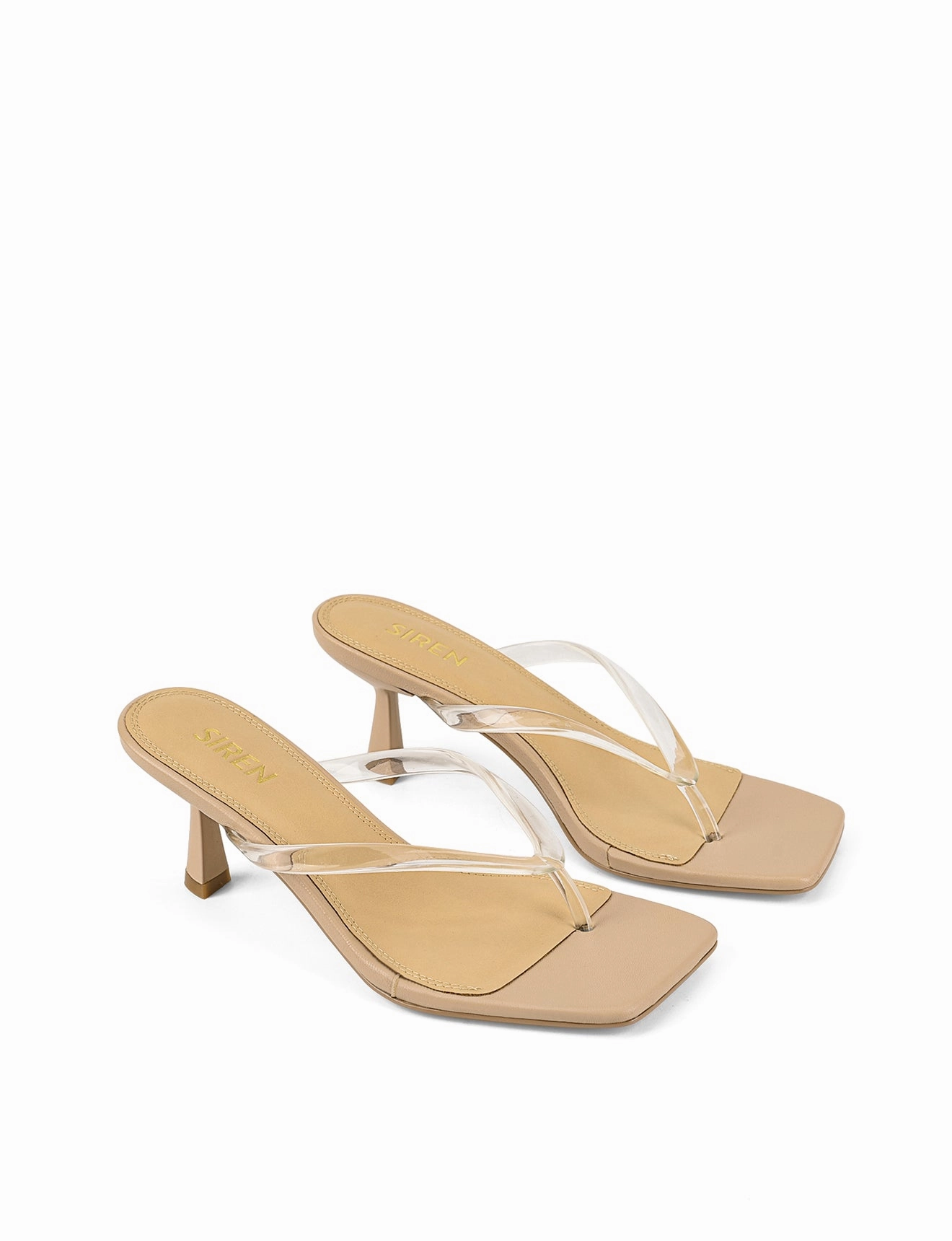 Gentle Walk Sardinia Thong Heels - Seashell Leather & Vinylite