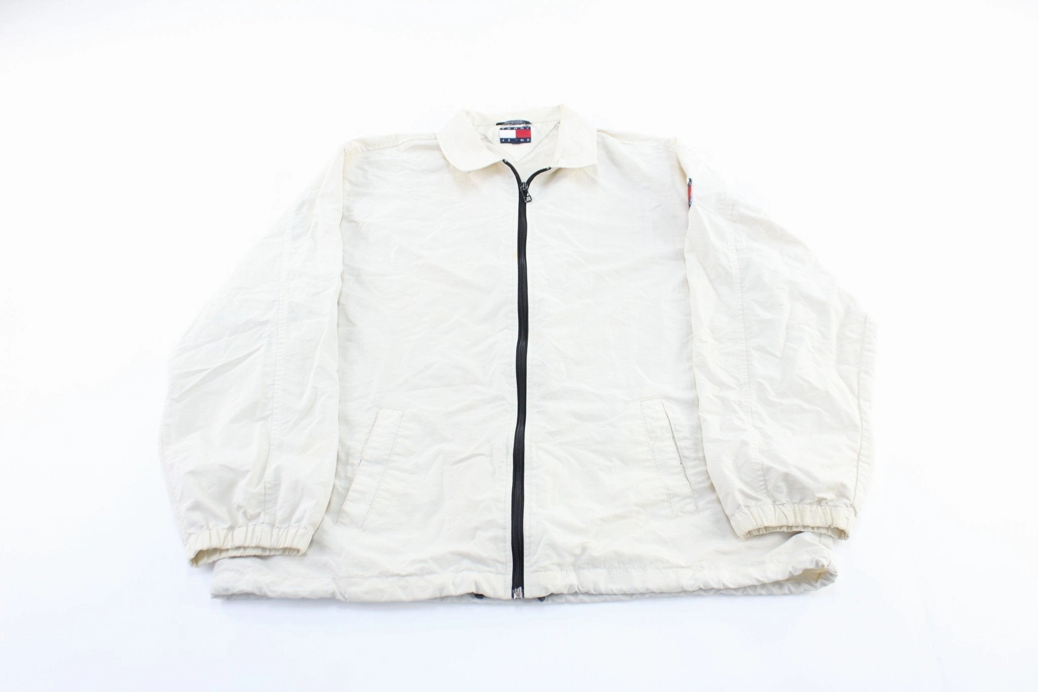 Cozy Fit 90's Tommy Jeans Logo Patch White Zip Up Jacket