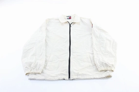 Cozy Fit 90's Tommy Jeans Logo Patch White Zip Up Jacket