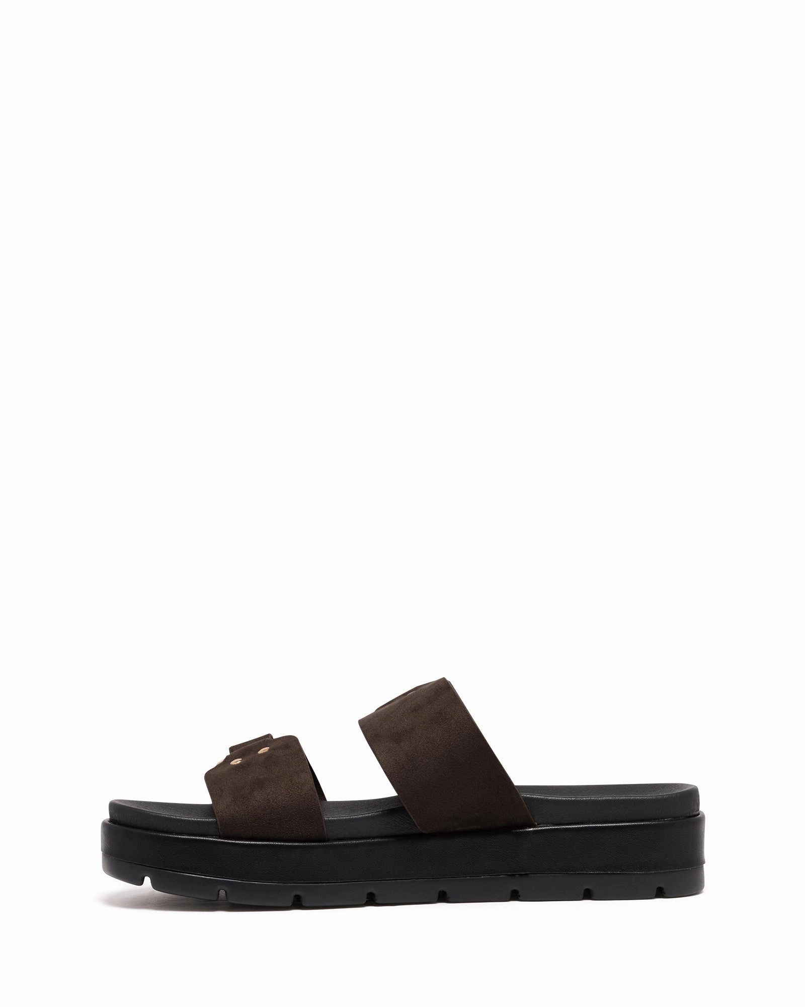 Litmus Flatform Sandals Chocolate Suede Quick Slip