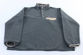 Women's Patagonia Logo Patch Grey & Peach Snap-T Fleece Pullover Cozy Core Warm Exterior