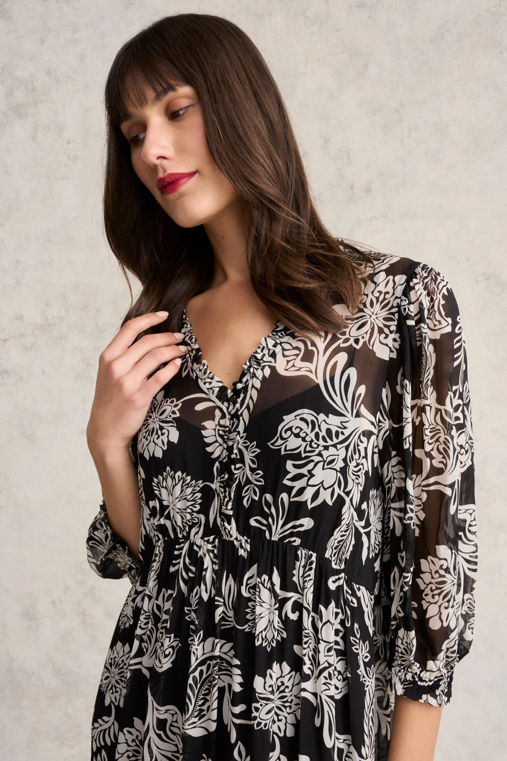 Premium Look Sleek Waist Printed Tiered Dress - Coco Floral