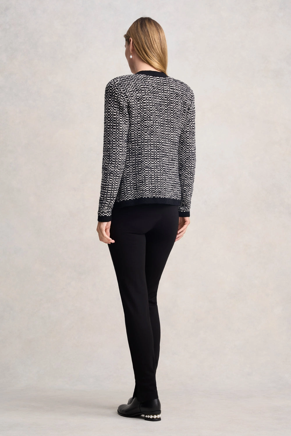 Tape Yarn Cardigan - Black Multi Quilted Stitching No Wrinkle