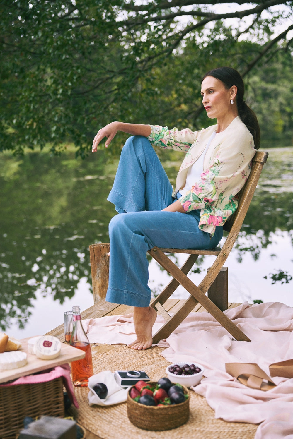 Functional Zip Detail Resort Jacket ?C Botanical Print