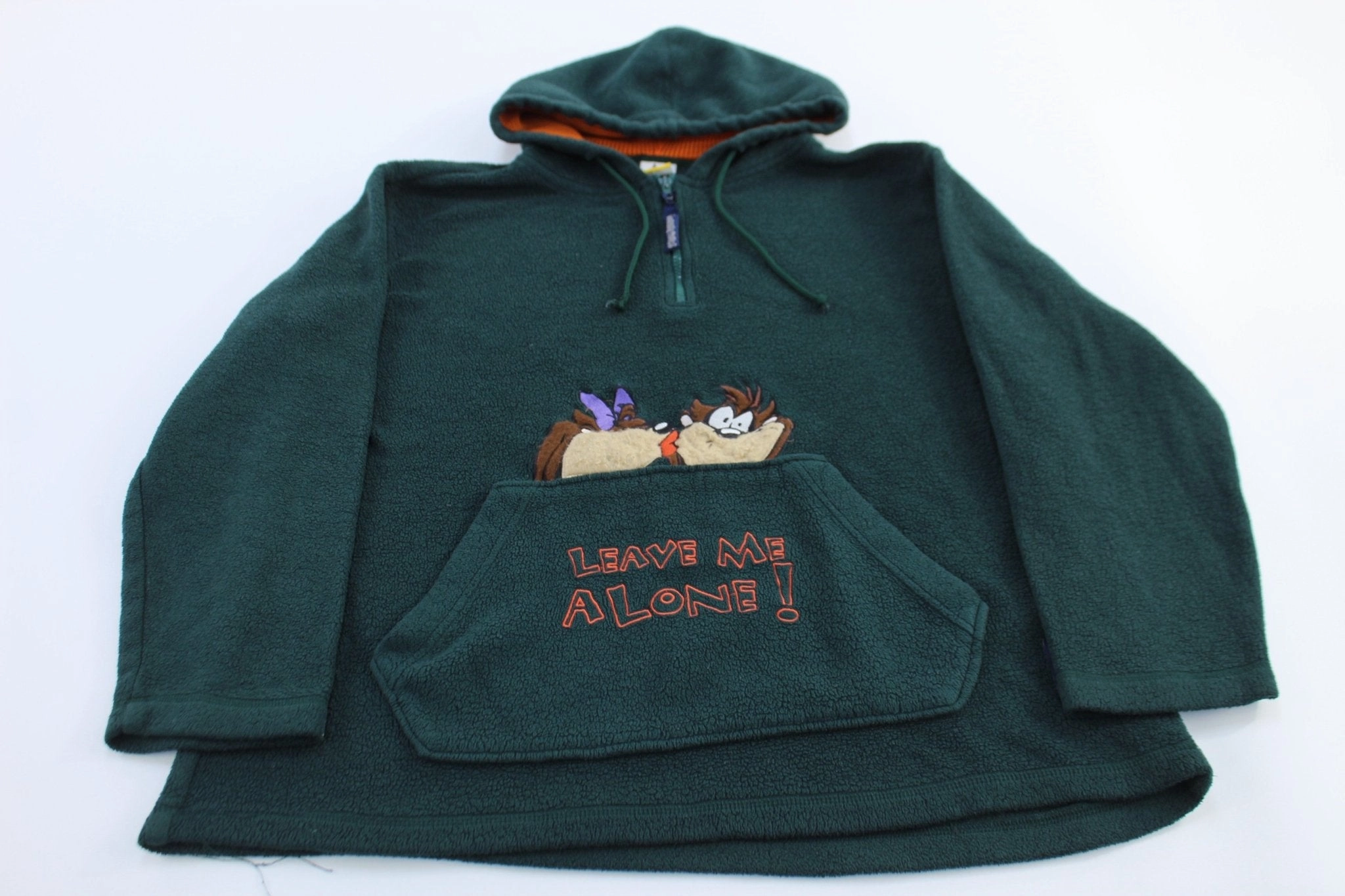 Women's Looney Tunes Embroidered Tasmanian Devil Leave Me Alone Pullover Mouthwash Smooth Finish