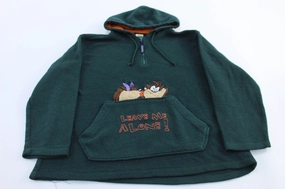 Women's Looney Tunes Embroidered Tasmanian Devil Leave Me Alone Pullover Mouthwash Smooth Finish
