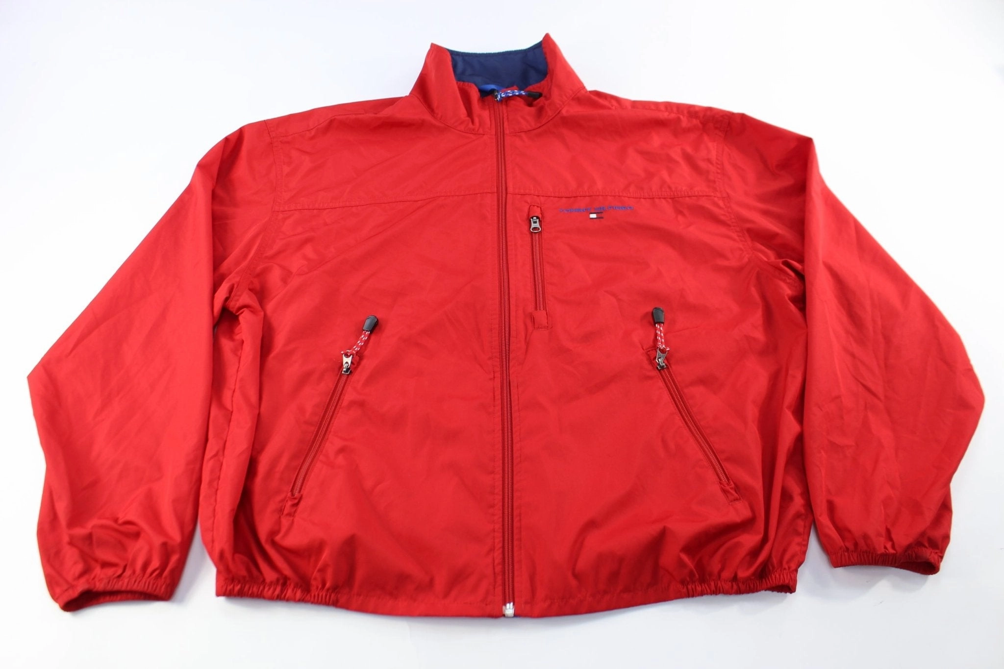 90's Tommy Hilfiger Embroidered Logo Red Zip Up Jacket snap closure Criticism