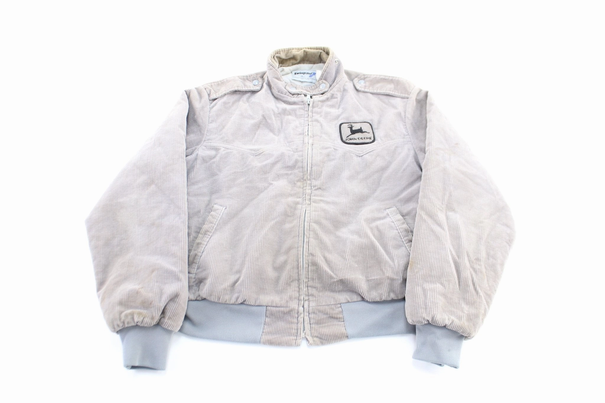 Ergonomic Paneling Layered Collar Design 90's John Deere Embroidered Corduroy Zip Up Jacket