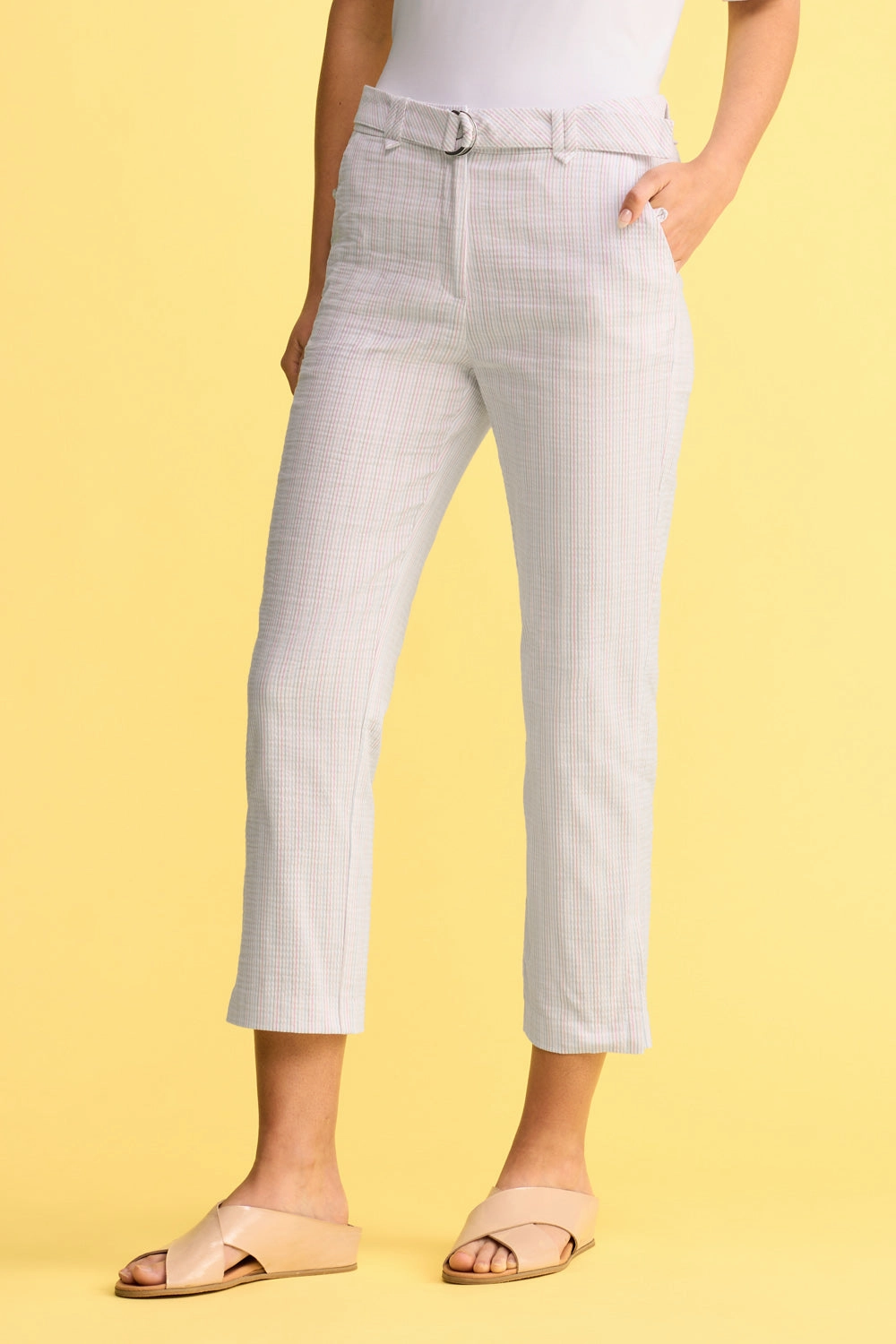 Air Flow Seersucker Stripe Capri Pant - Gelati Stripe