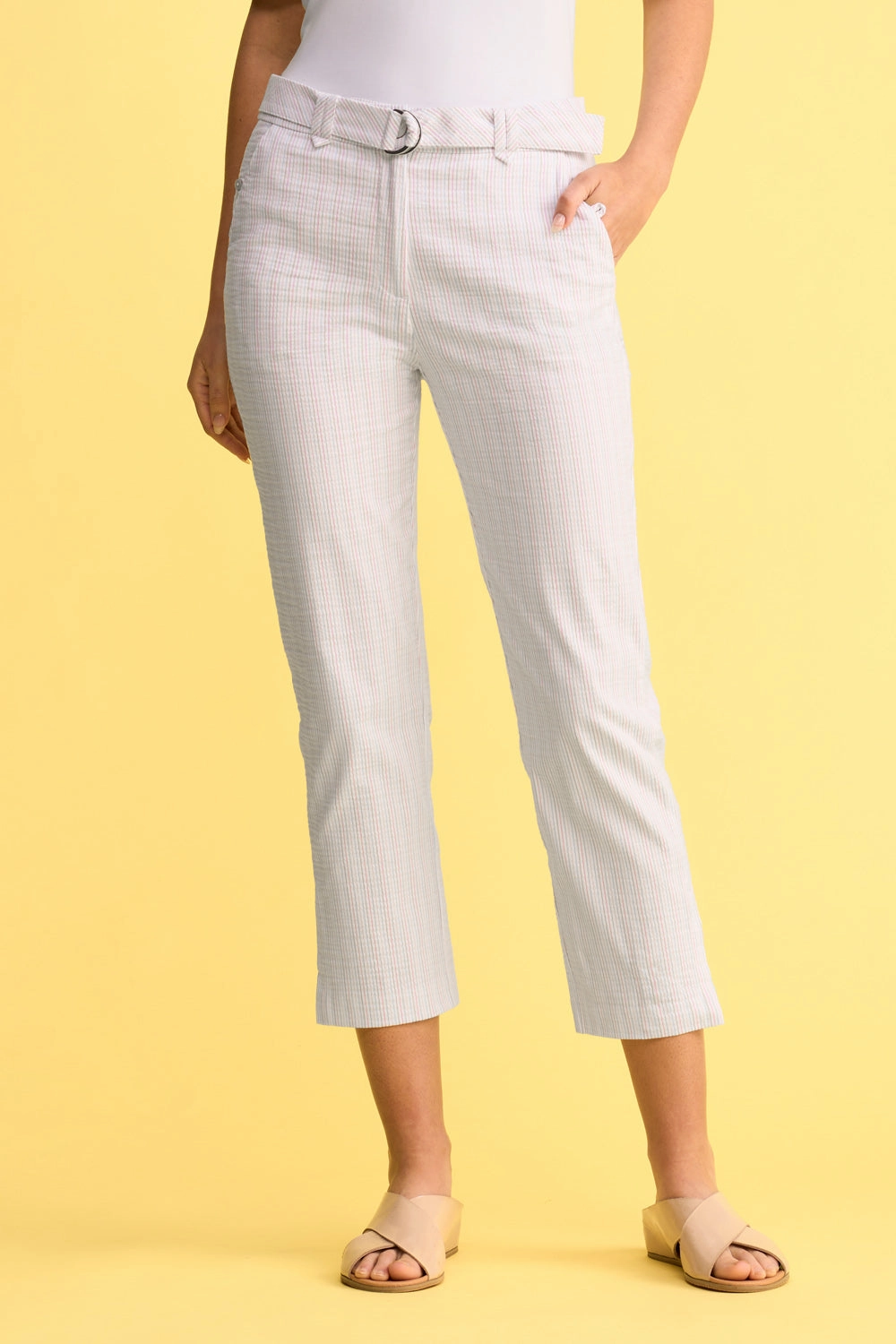 Core Comfort Seersucker Stripe Capri Pant - Gelati Stripe