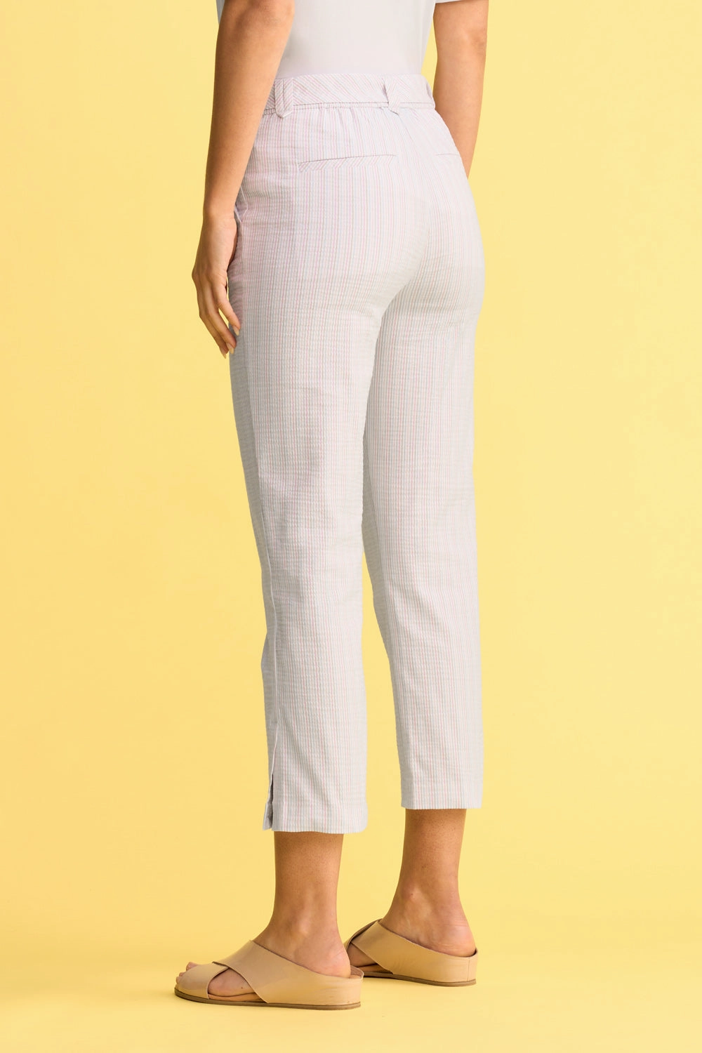 Seersucker Stripe Capri Pant - Gelati Stripe Luxe Look