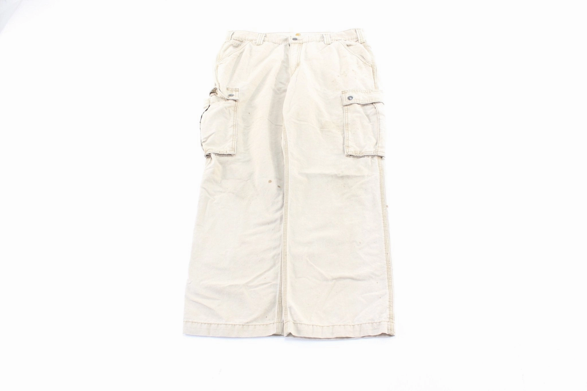 Carhartt Logo Patch Light Tan Carpenter Pants Work Friendly clean design