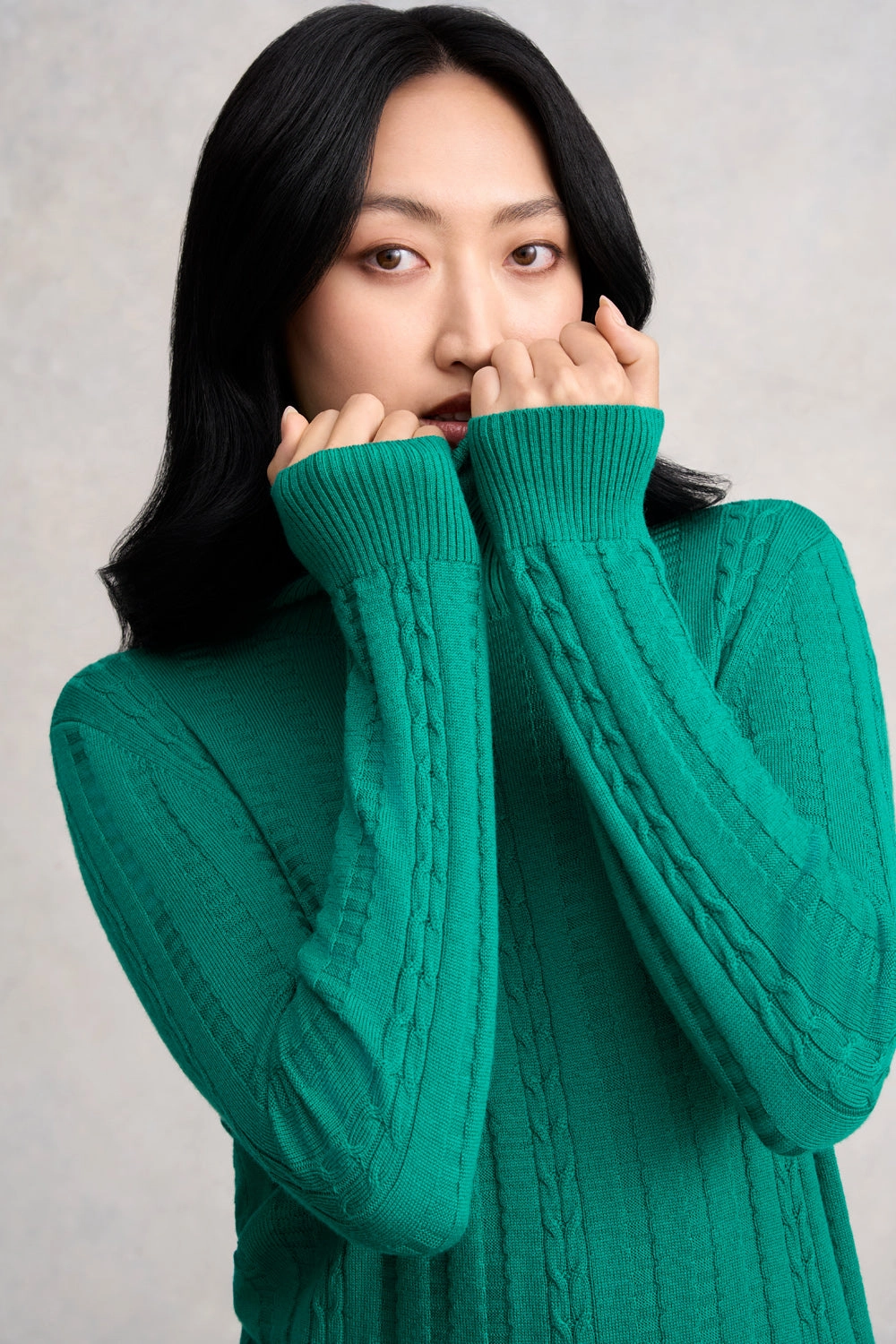 Autumn Fashion Cool Layer Wool Cable Jumper - Jade