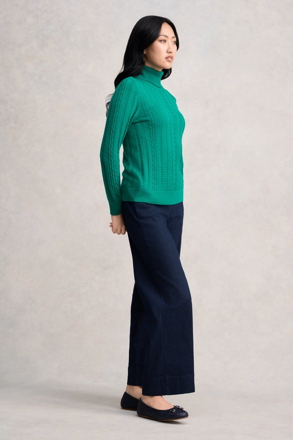 Wool Cable Jumper - Jade Mid Season