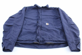 Smooth Zipper Action Carhartt Logo Patch Blue Flame Resistant Zip Up Jacket