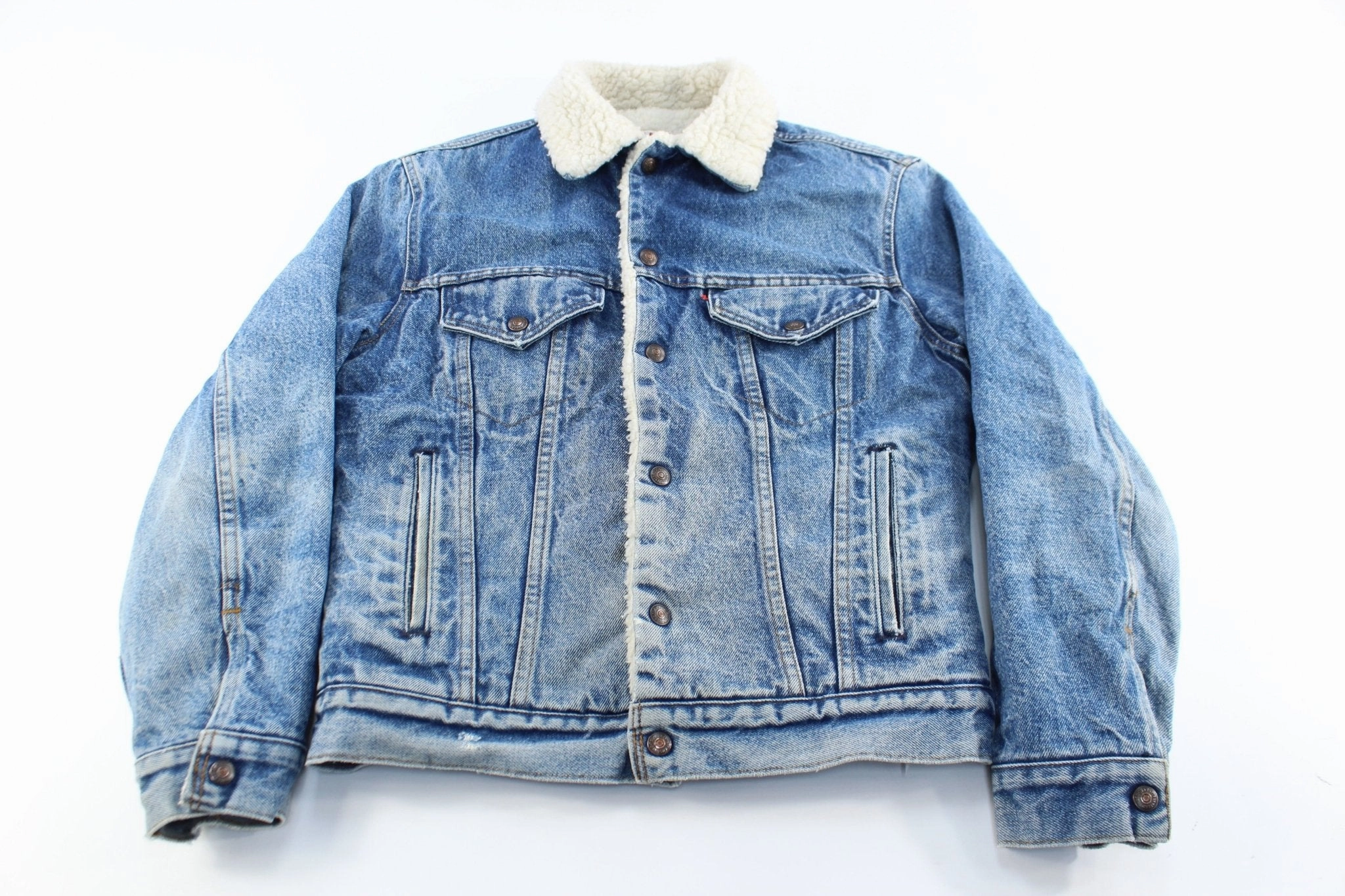80's Levi's Sherpa Lined Denim Trucker Jacket Range Non Restrictive Fit