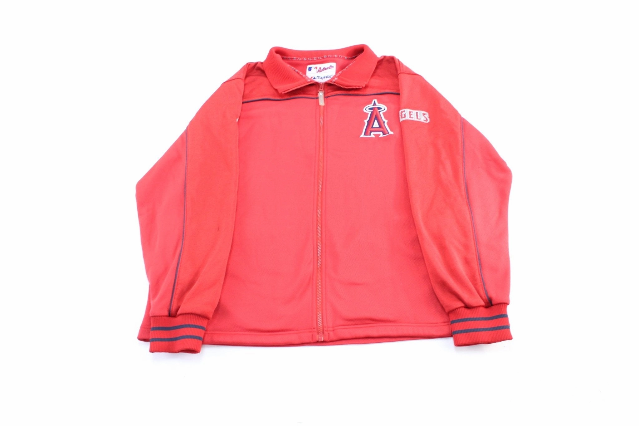 Majestic Embroidered Los Angeles Angels Red Zip Up Jacket Light Shell Weatherproof Coating