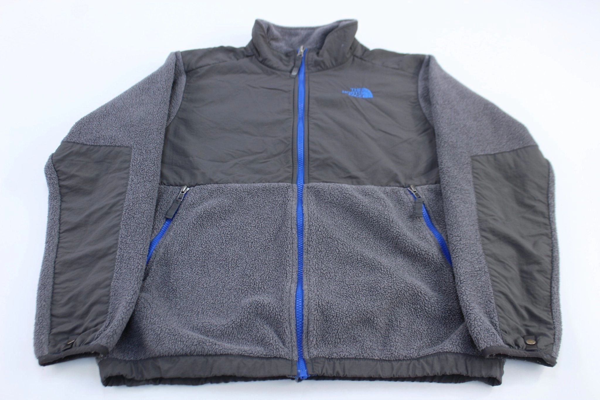 Youth The North Face Blue & Grey Denali Fleece Zip Up Jacket Chilly Day Wear