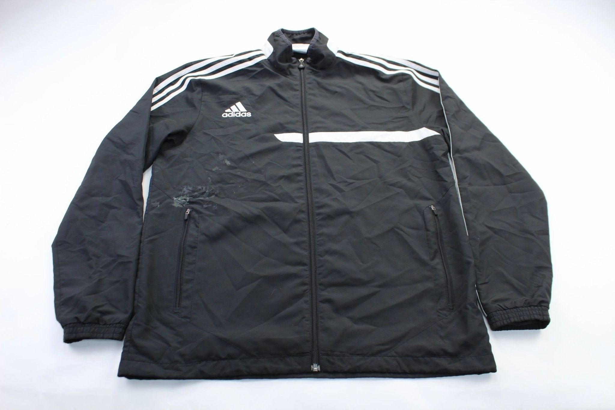 Adidas Embroidered Logo Black & White Striped Jacket New Arrival