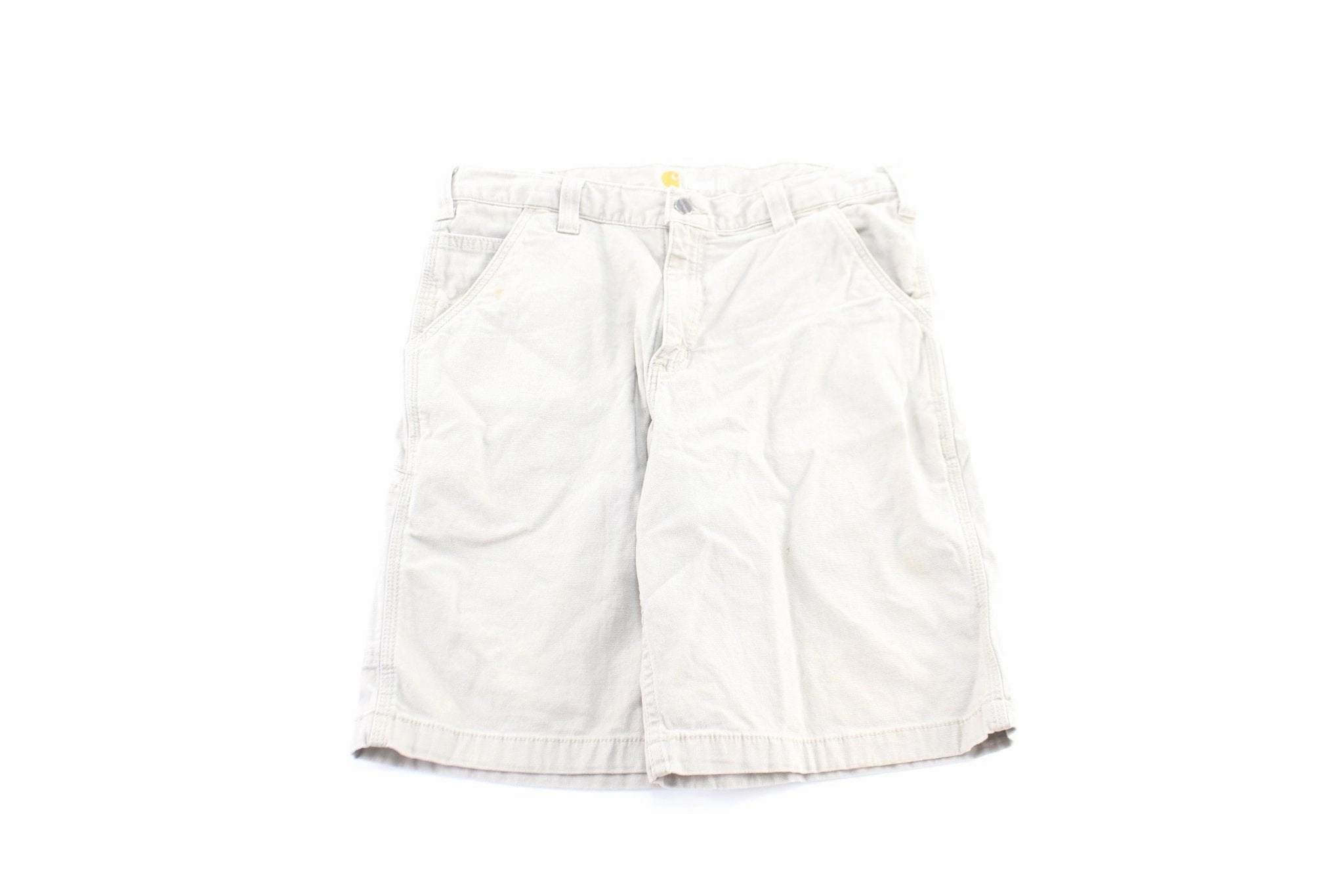 Relaxed Design StretchWaistband Carhartt Logo Patch Ivory White Carpenter Shorts
