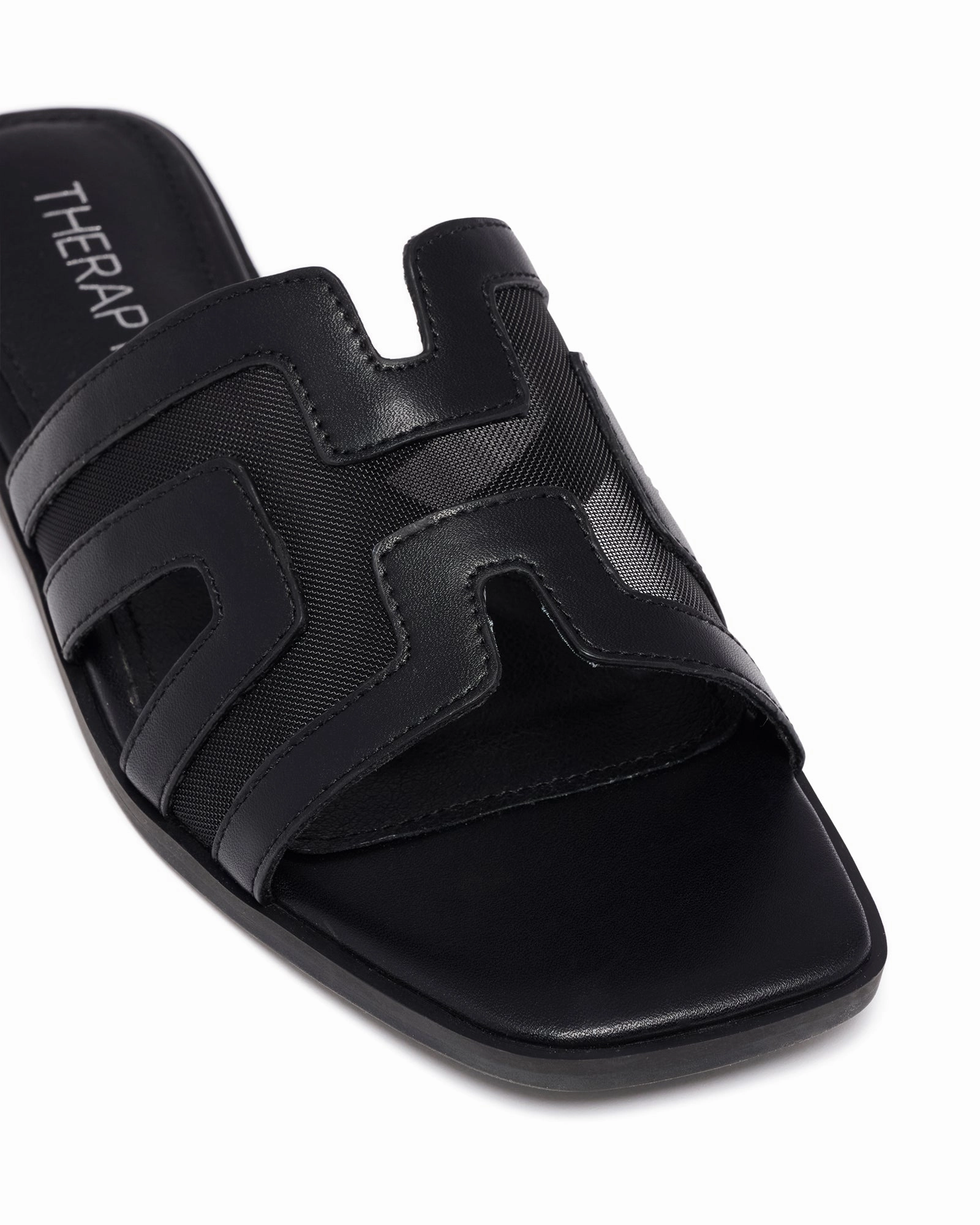 Gaze Flat Sandal Black Mesh Casual Appeal Closed Cell Foam