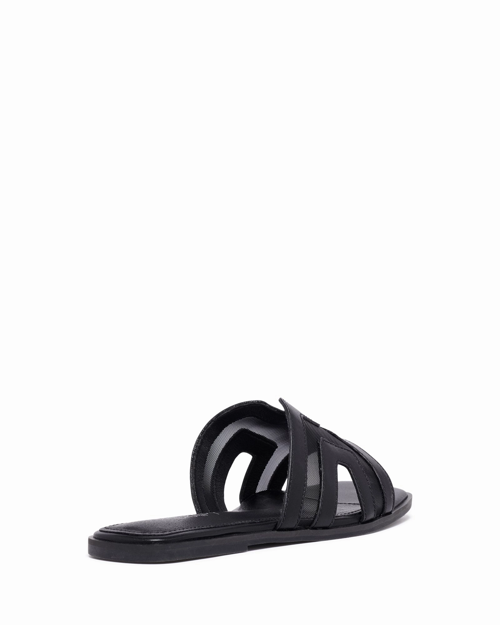 Dual Density Midsole Layer Tear Resistant Webbing Gaze Flat Sandal Black Mesh