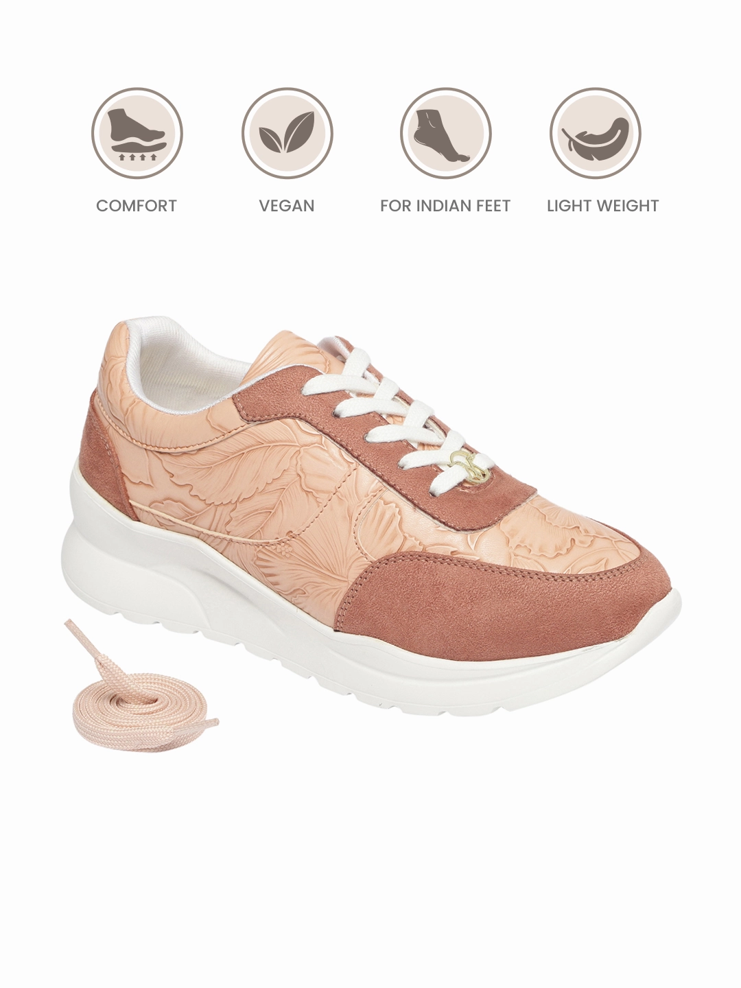 Kerry Peach Sneakers Tapered Heel Design