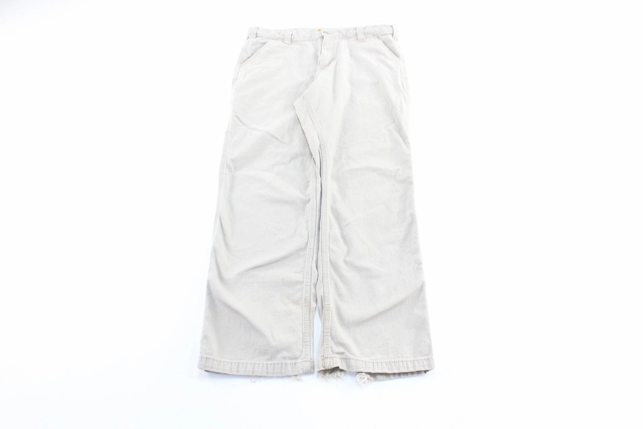 Carhartt Logo Patch Beige Carpenter Pants Static free Flattering Design