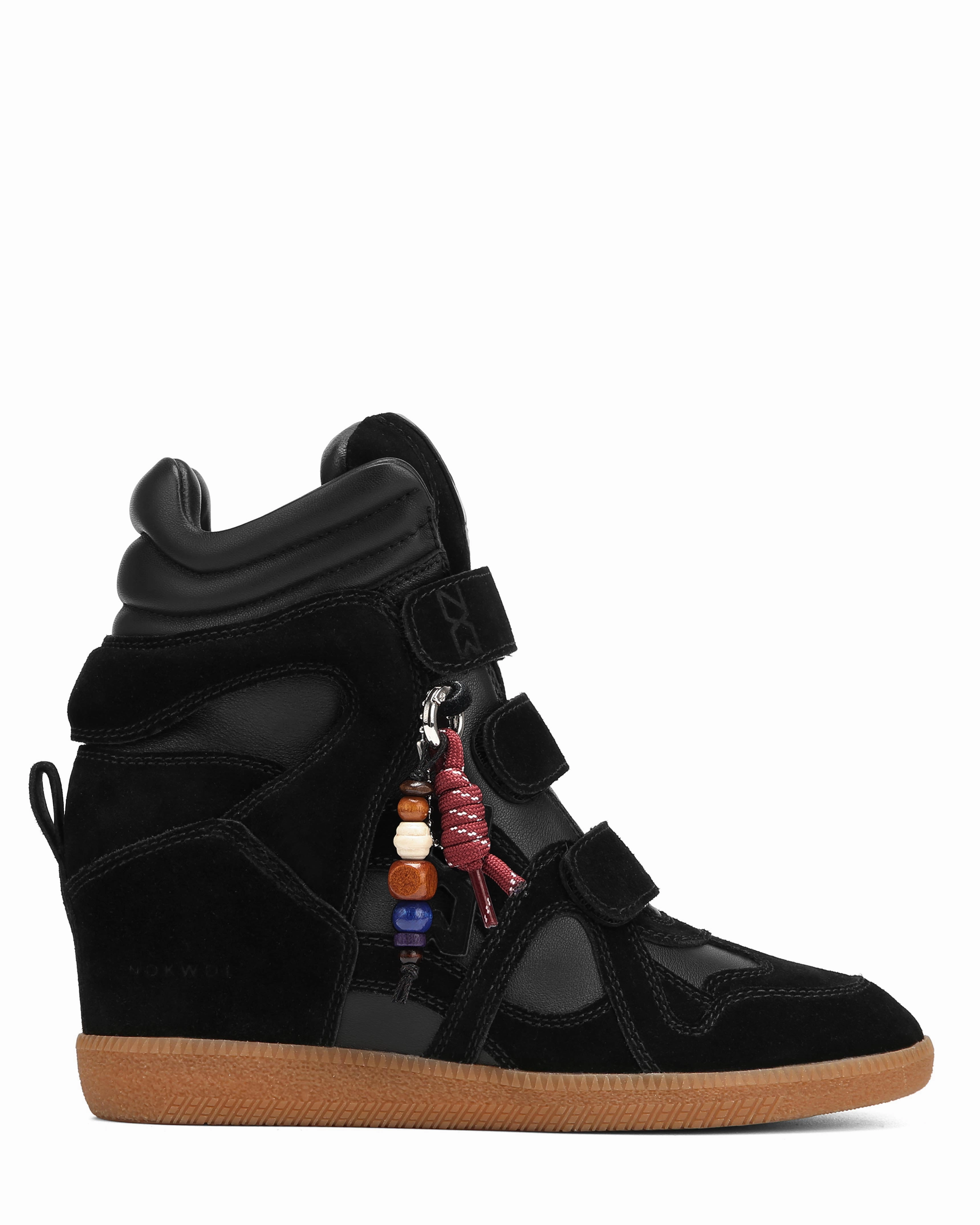 Demmi Black Leather/Suede stretchy design