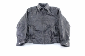 London Fog Black Leather Zip Up Jacket Jungle