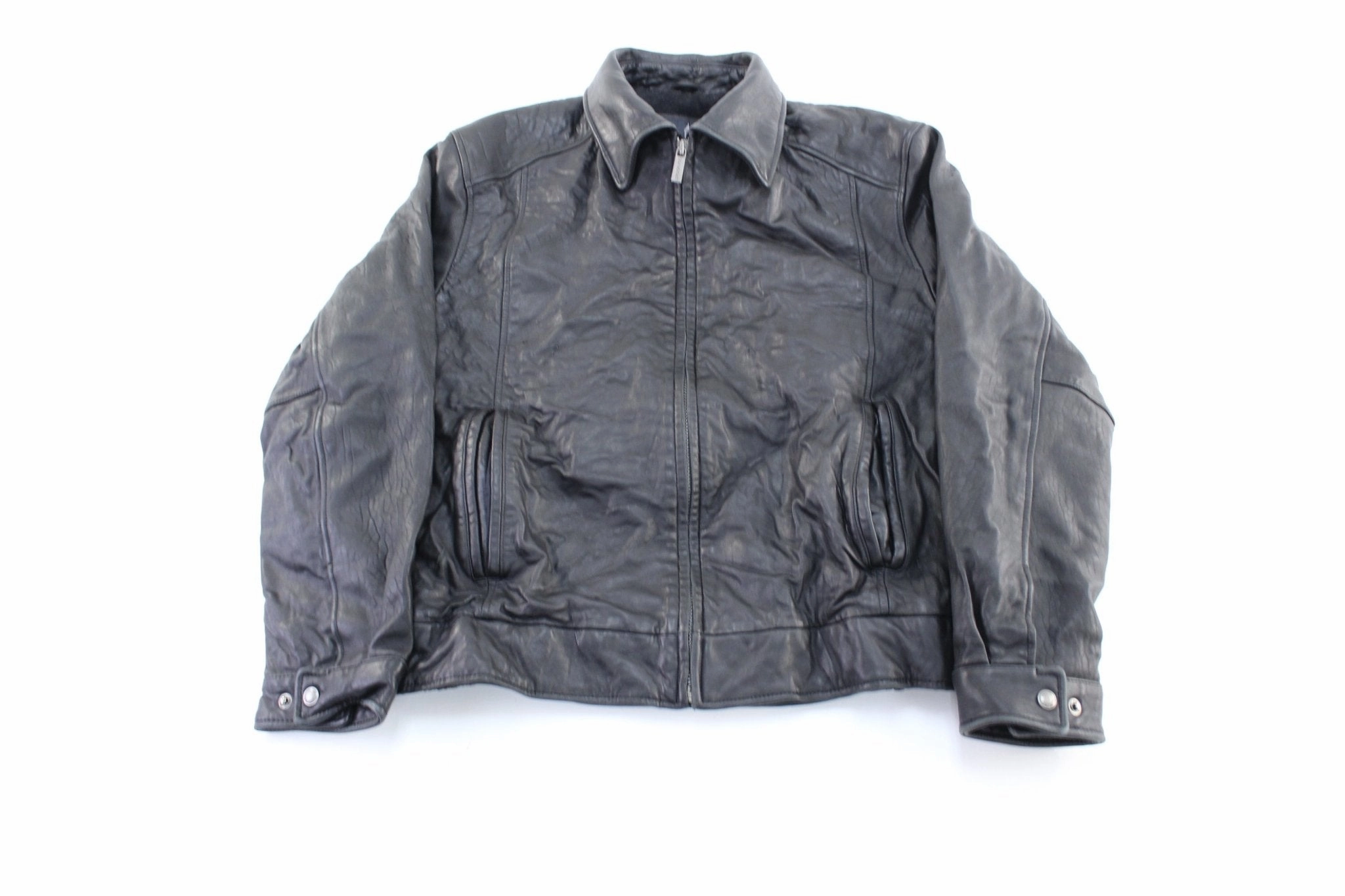 London Fog Black Leather Zip Up Jacket Jungle