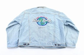 Hard Rock Cafe Atlanta Embroidered Denim Jacket Rain Safe Volunteer