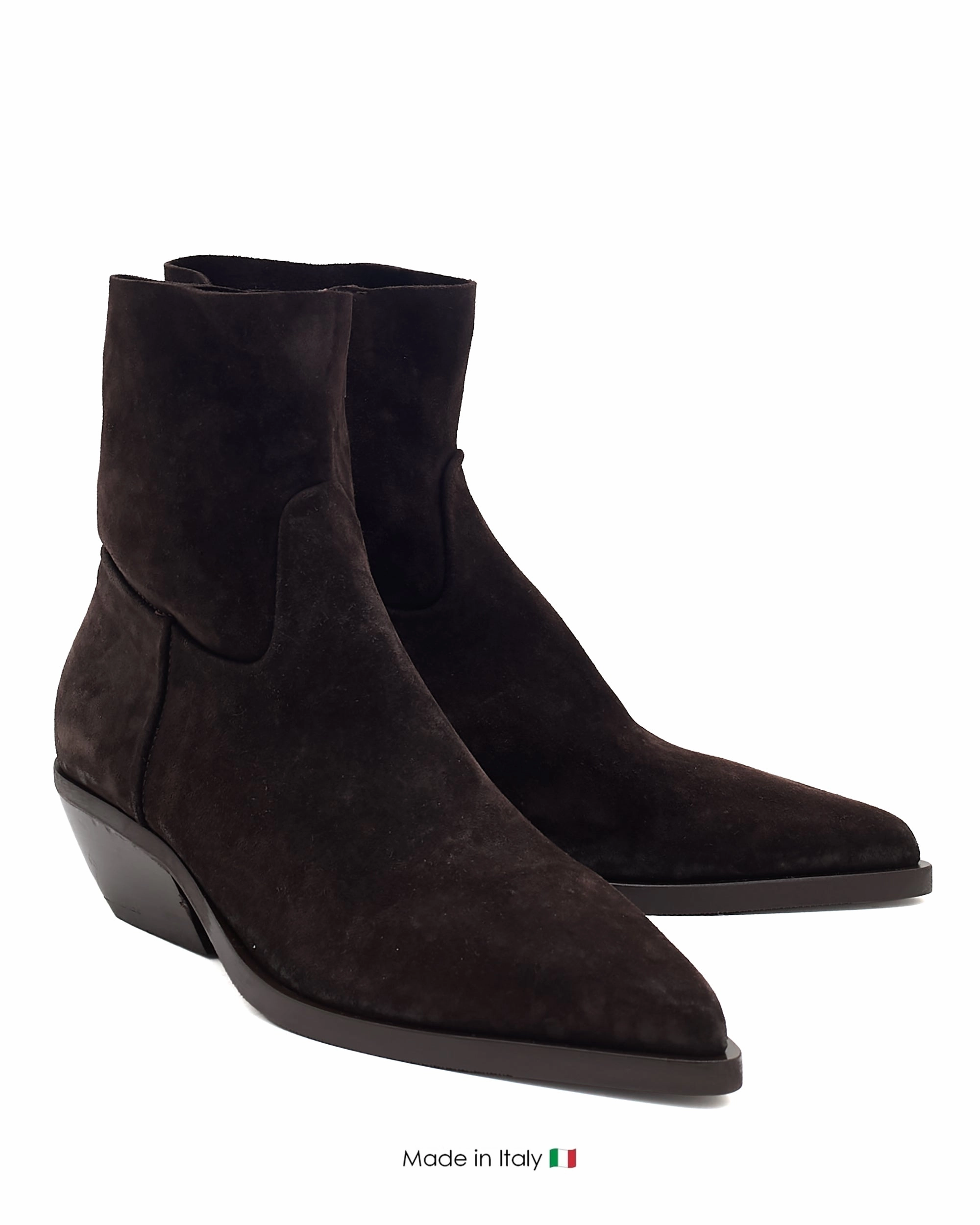 Western Ankle Boot Dark Brown Suede E4519 Cozy Base