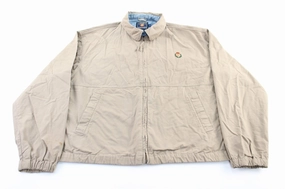 Wrinkle Resistant Material Chaps Ralph Lauren Embroidered Logo Tan Zip Up Jacket