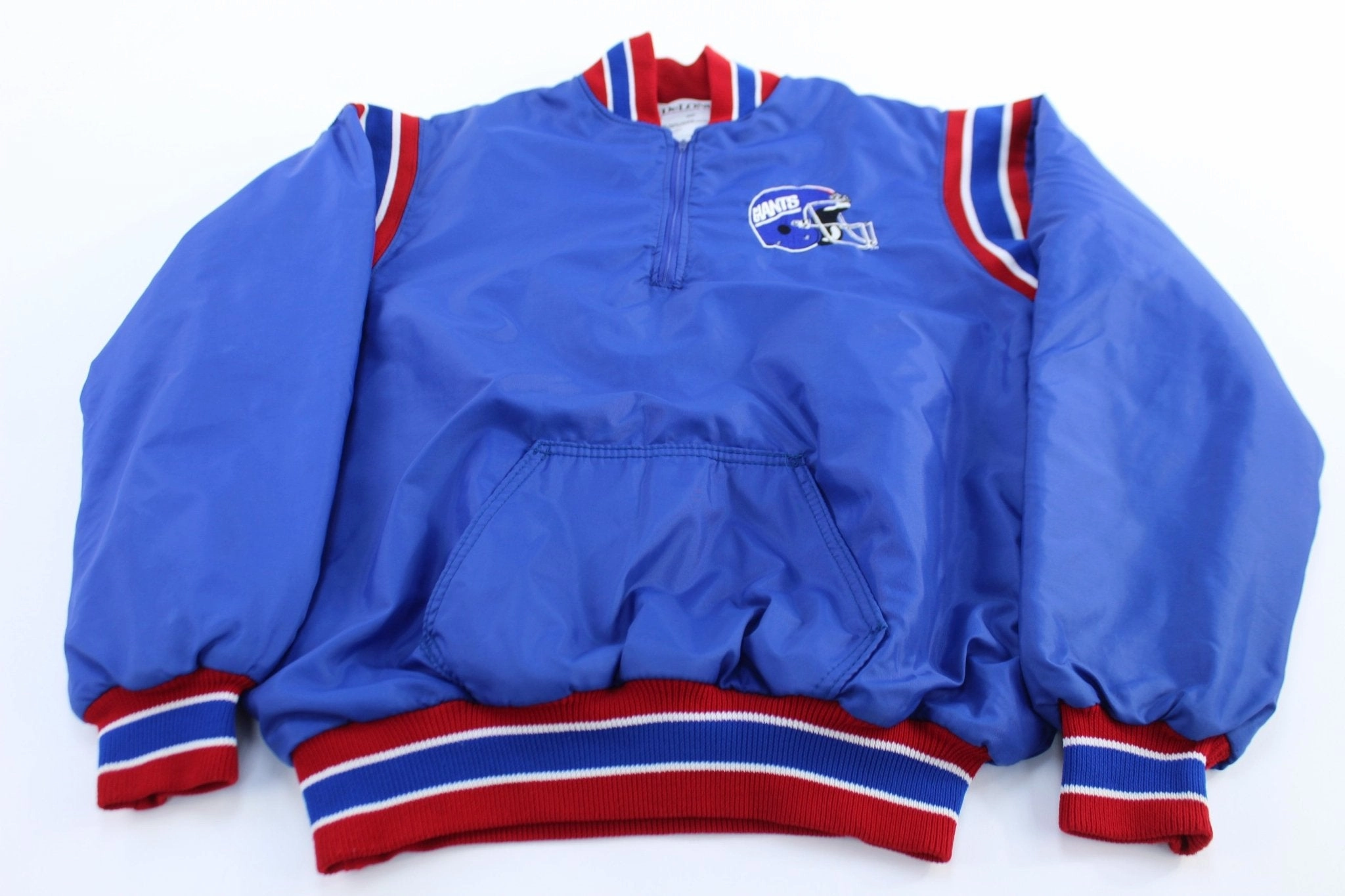 80's New York Giants Football Quarter Zip Bomber Jacket color - coordinating Thermoregulating Insulation